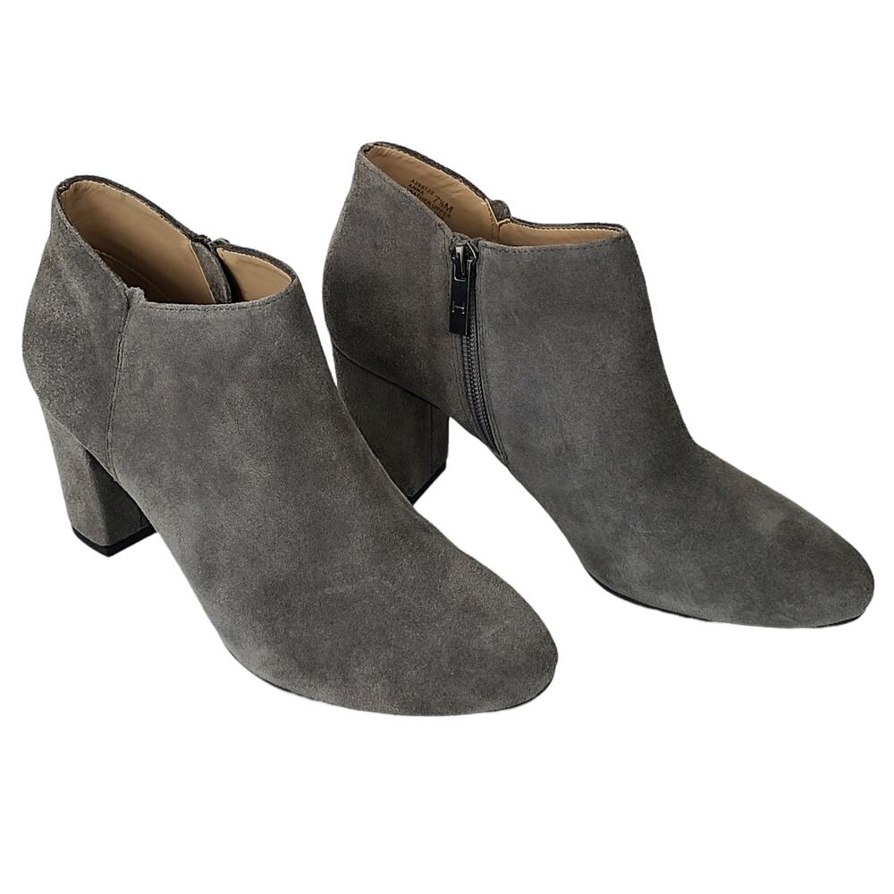 H by Halston Anna gray suede bootie 3" block heel 7.5
